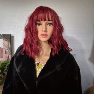 Vibrant Red Pink Wavy Hair Wig